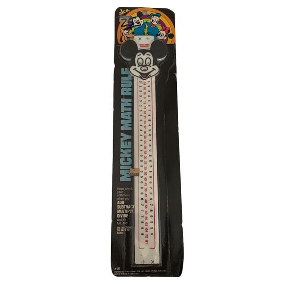 Vintage Walt Disney World White Sliding Mickey Mouse Conversion Math Ruler - Picture 1 of 5